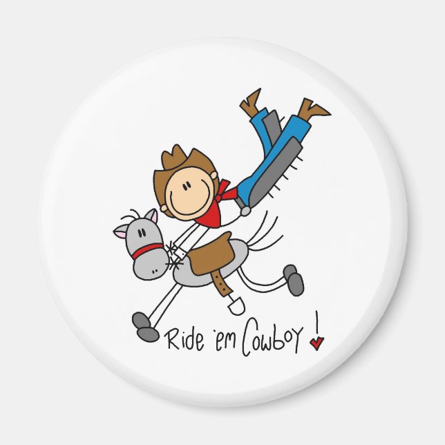 Imán Montar 'Em Cowboy Stick Figura Magnet (Frente)