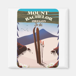 Imán Monte Bachelor Oregon Ski Afiche de viaje Canvas P