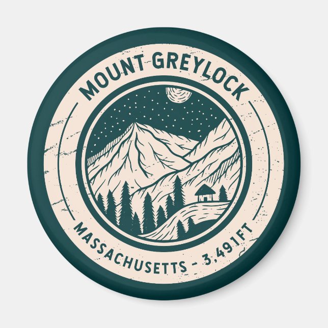 Imán Monte Greylock Massachusetts Senderismo Esquí (Frente)