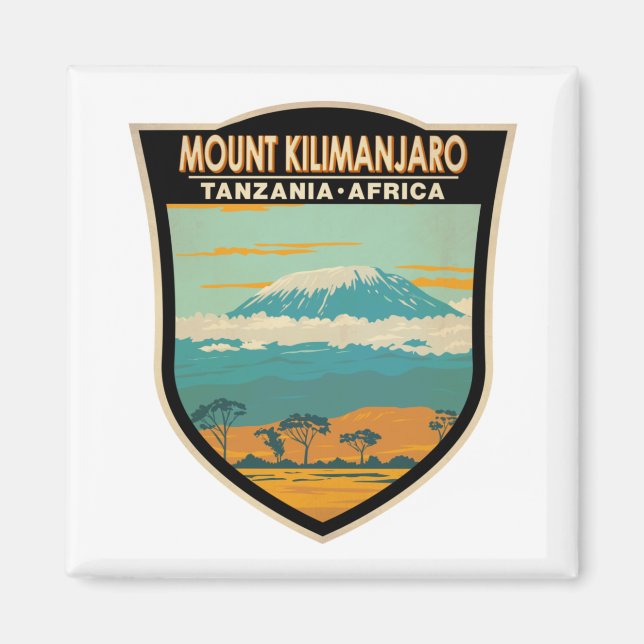 Imán Monte Kilimanjaro Tanzania Tanzania África Vintage (Frente)