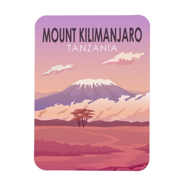 Imán Monte Kilimanjaro Tanzania Tanzania África Vintage (Vertical)