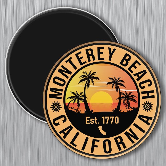 Imán Monterey Beach California Retro Sunset Souvenirs (Subido por el creador)