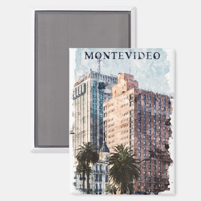 Imán Montevideo Uruguay Viaje de Vintage (Anverso/Reverso)