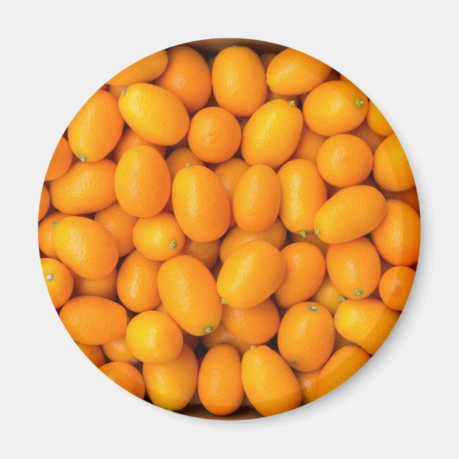 Imán Montón de kumquats naranjas en caja de cartón (Frente)