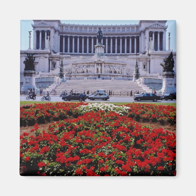 Imán Monumento a Víctor Rojo Emmanuel, Roma, flores de  (Frente)
