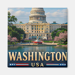 Imán Monumento a Washington e íconos americanos