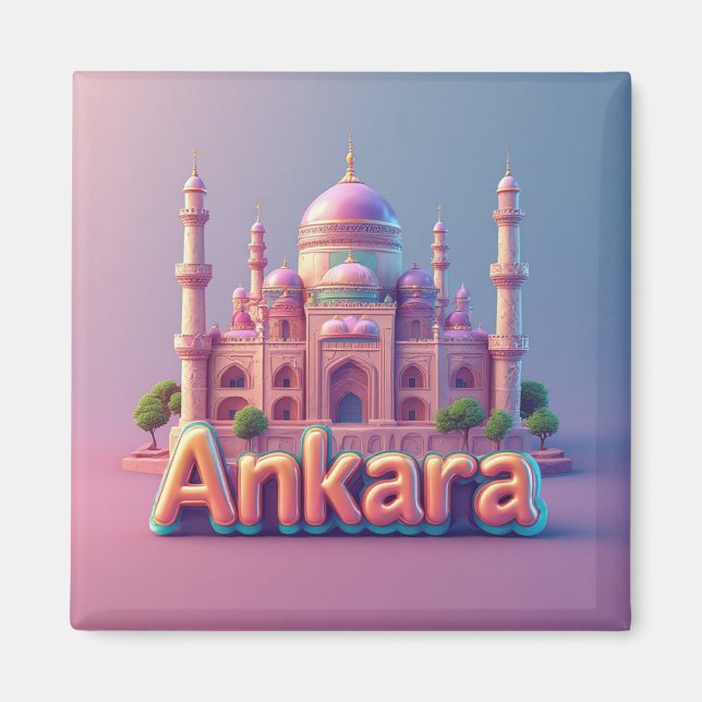 Imán Monumento de fantasía de Ankara con cúpulas pastel (Frente)