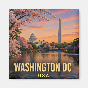 Imán Monumento de Flor de Cerezo en Washington DC Silue