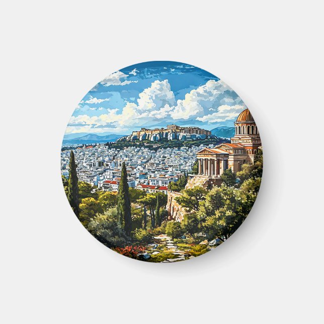 Imán Monumento griego antiguo en la histórica Atenas (Frente)