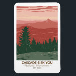 Imán Monumento Nacional de Cascade Siskiyou<br><div class="desc">Diseño de arte vectorial en cascada-Siskiyou. El monumento nacional protege 114.000 acres de bosque y pastizales en la intersección de la Cordillera de Cascada y las montañas de Siskiyou en el suroeste de Oregón y el noroeste de California.</div>