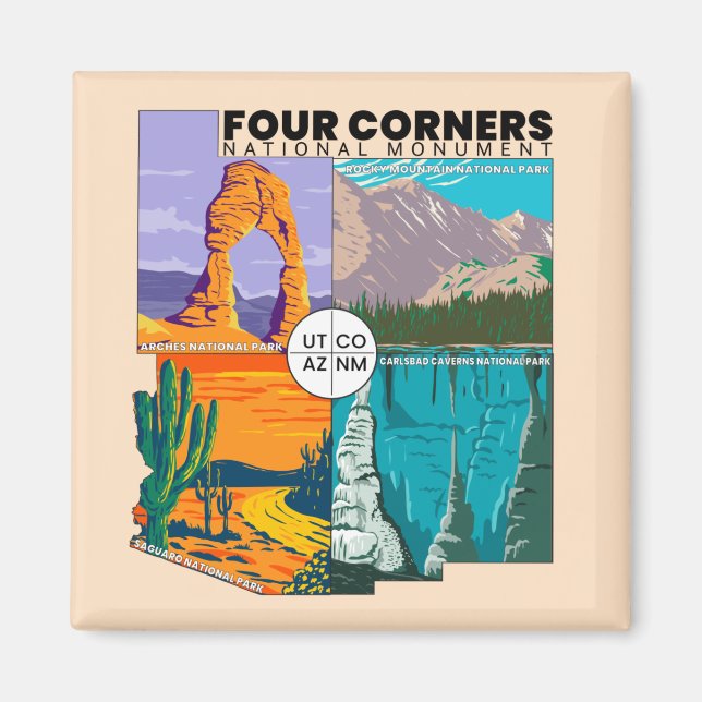 Imán Monumento Nacional de los Cuatro Esquinas con Parq (Frente)