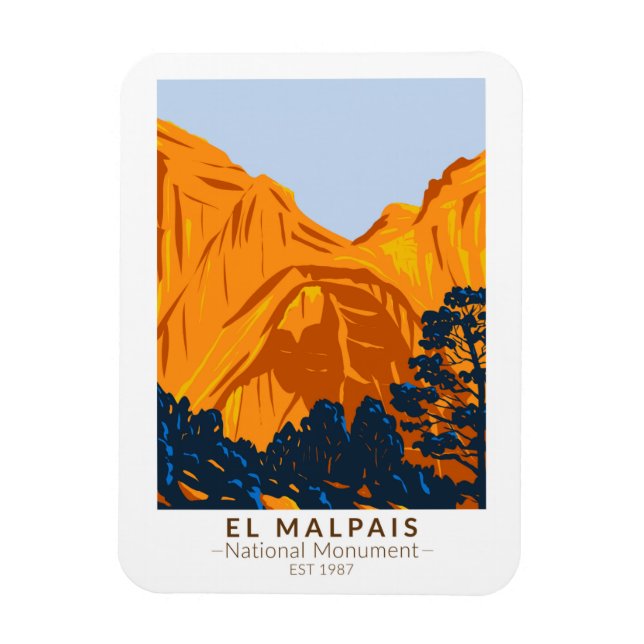 Imán Monumento Nacional El Malpais Nuevo México Vintage (Vertical)