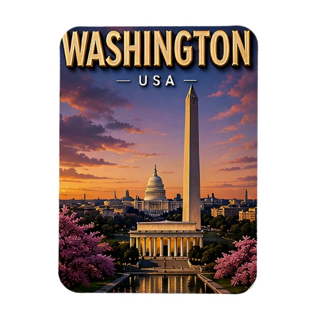 Imán Monumentos de Washington DC Capitol Skyline (Vertical)