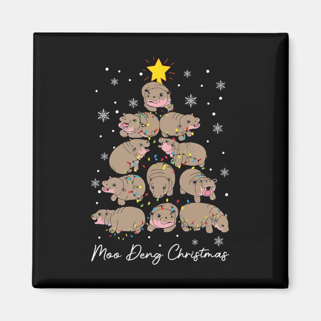 Imán Moo Deng Árbol de Navidad Gracioso Cua Ba (Frente)