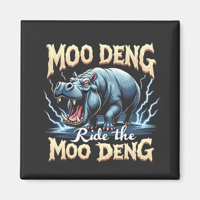 Imán Moo Deng Ride Moo Deng Gracioso Hippo (Frente)