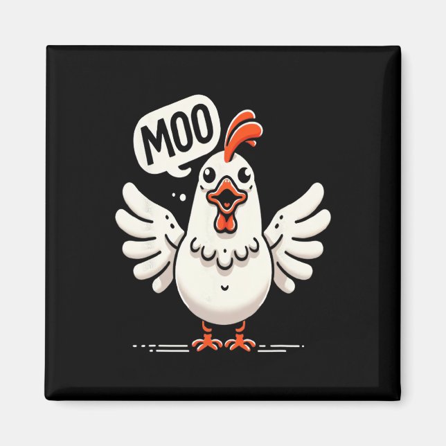 Imán Moo Dice El Pollo - Fusión Cómica de Vaca y Pollo (Frente)