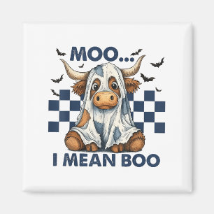 Imán Moo retro me refiero a Boo Blue Denim Funny Hallow