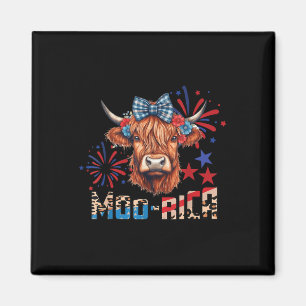 Imán Moo-rica Highland Cow 4 De Julio Memorial Day