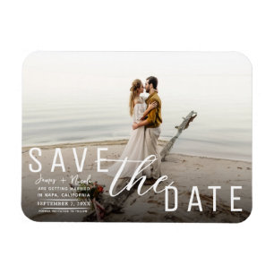Imán Moody Black Overlay Photo Save the Date Boda