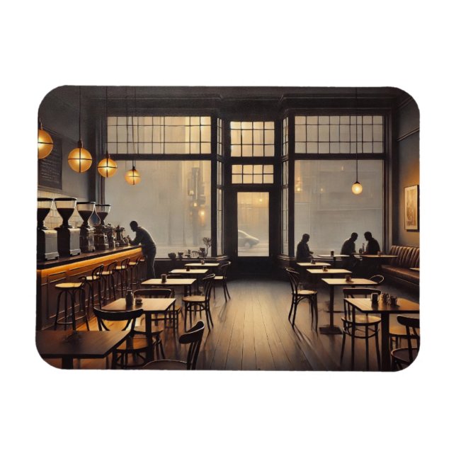 Imán Moody Cafe en San Francisco Mug Postcard (Horizontal)