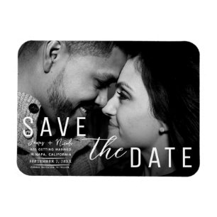 Imán Moody Dark Overlay Photo Save the Date Boda
