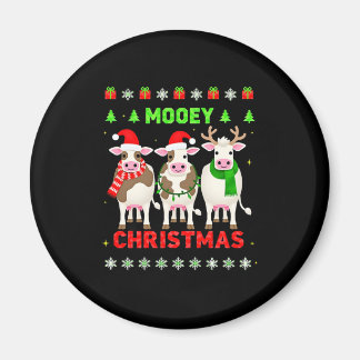 Imán Mooey Christmas Cow Christmas Ugly Sweater Pajama 