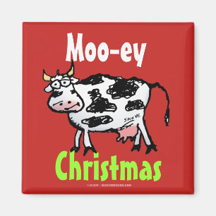 Imán Mooey Navidades Funny Red Cow