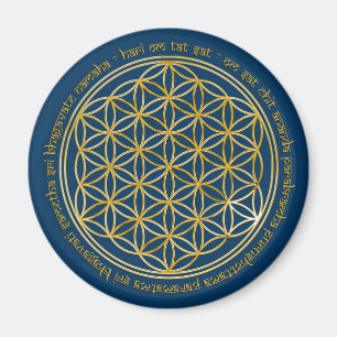 Imán Moola Mantra / Blume Des Lebens azul oscuro