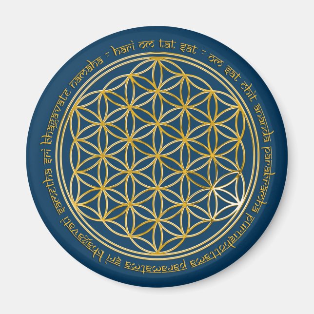 Imán Moola Mantra / Blume Des Lebens | azul oscuro (Frente)