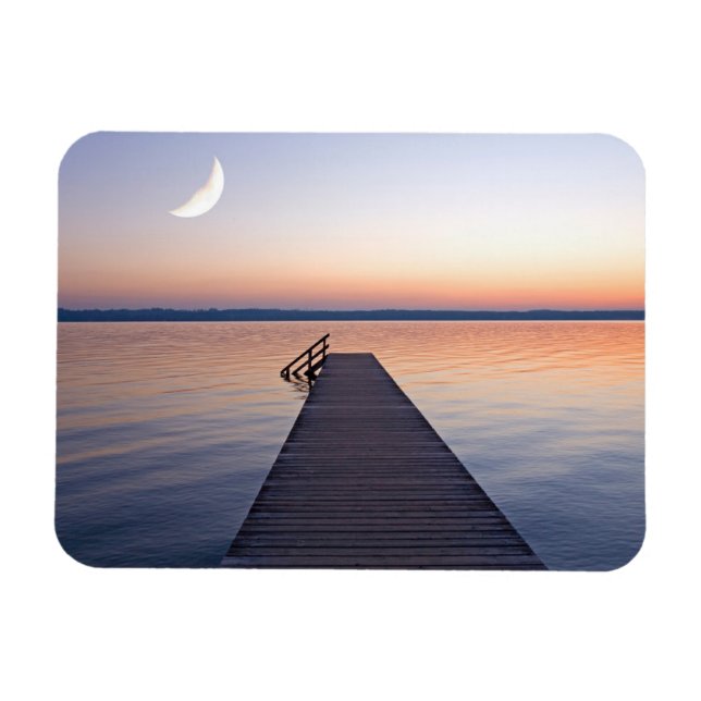 Imán Moon Over Buscharner Footbridge | Lago Starnberg (Horizontal)