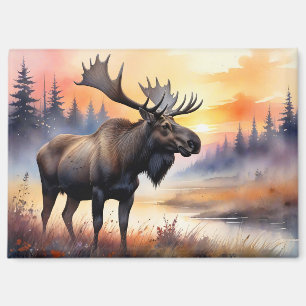 Imán Moose acuático al amanecer