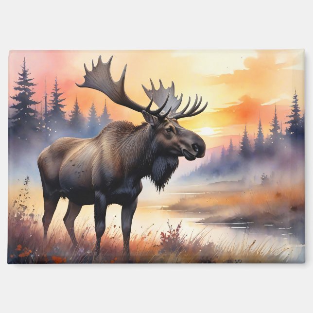 Imán Moose acuático al amanecer (Anverso)