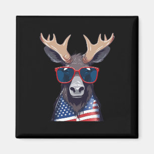 Imán Moose con bandera patriótica de Estados Unidos Ind