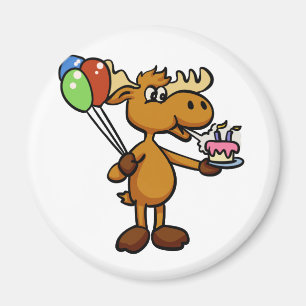 Imán Moose con globo y torta  elegir color de fondo