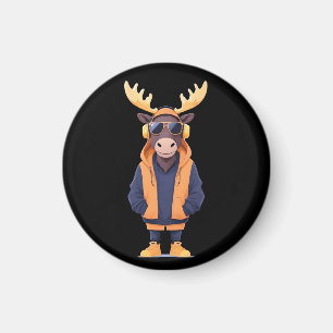 Imán Moose Con Hoodie Funny Carácter Animal De Guay