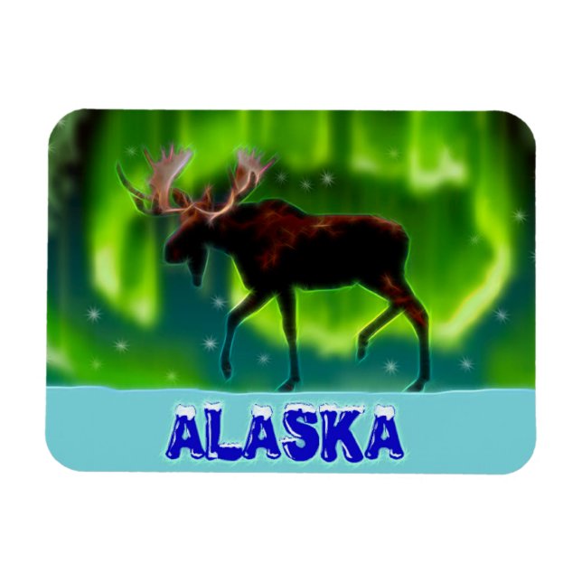 Imán Moose de las luces del norte (Horizontal)