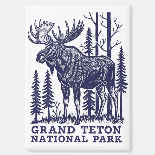 Imán Moose en el Parque Nacional del Gran Tetón (Anverso)
