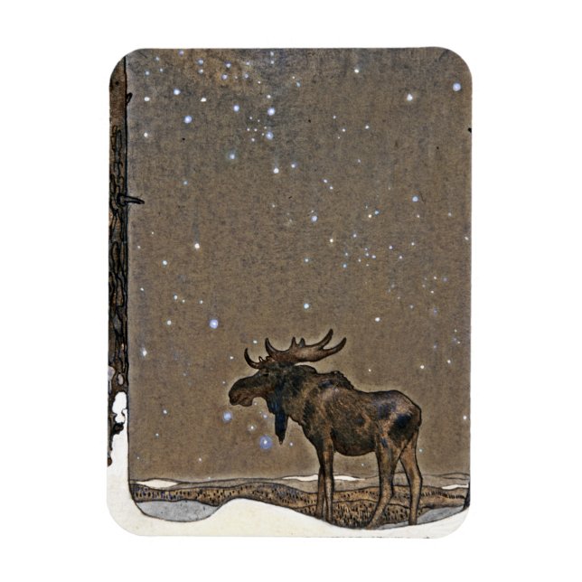 Imán Moose in Snow (Vertical)