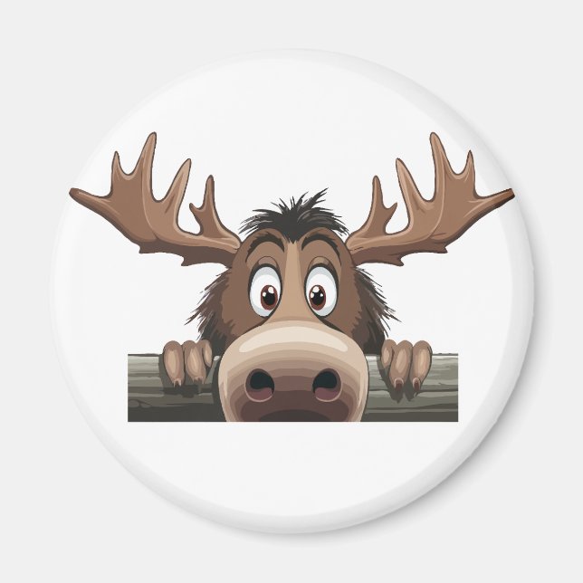 Imán Moose Peeking Cute Adorable Gracioso Personalizado (Frente)
