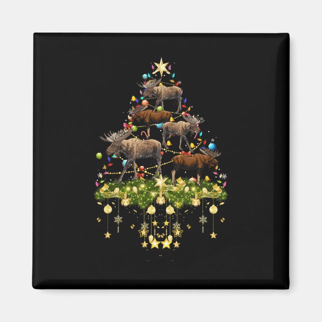 Imán Mooses de árbol de Navidad alumbran Navidad en Moo (Frente)