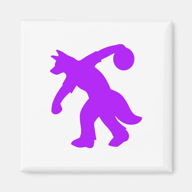 Imán morado antropomórfico de bolos de canina 0001 (Frente)