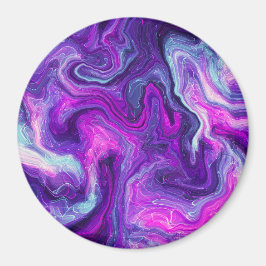 Imán Morado, azul, marble rosado, arte fluido