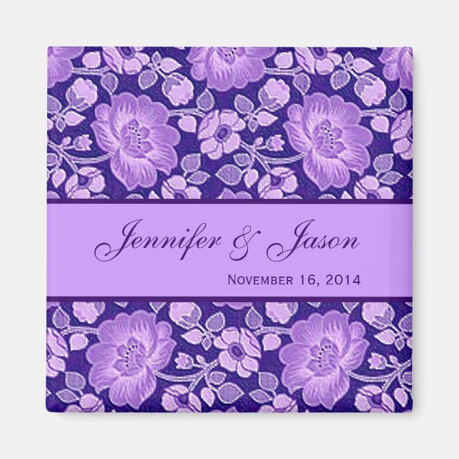 Imán morado de matrimonio para damasco de flores m (Frente)