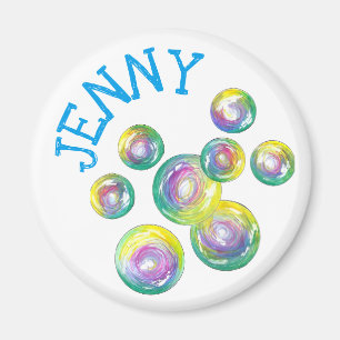 Imán Morado personalizado de burbujas de jabón arcoiris