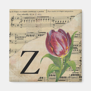 Imán Morado Tulip Sheet Music Monograma Inicial Z