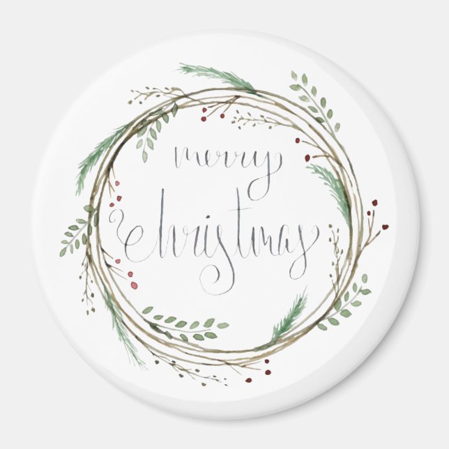 Imán Morerry Christmas Watercolor Wreath (Frente)