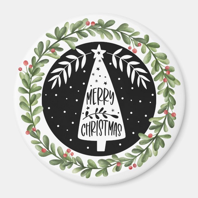Imán Morerry Christmas Watercolor Wreath (Frente)