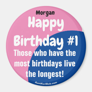 Imán Morgan Happy Birday #1 Chica Magnet