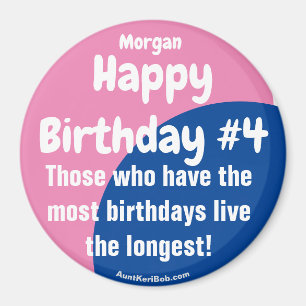 Imán Morgan Happy Birday #4 Chica Magnet