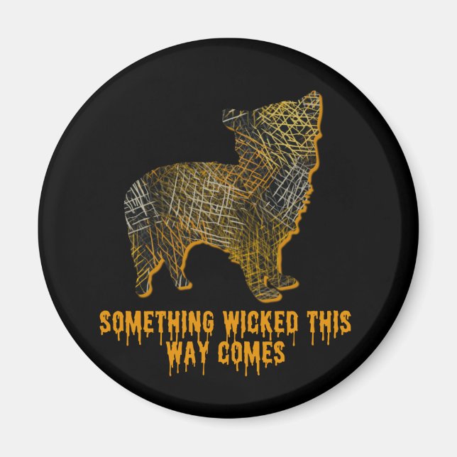 Imán Morkie Designer Dog Silhouette Fun Halloween (Frente)